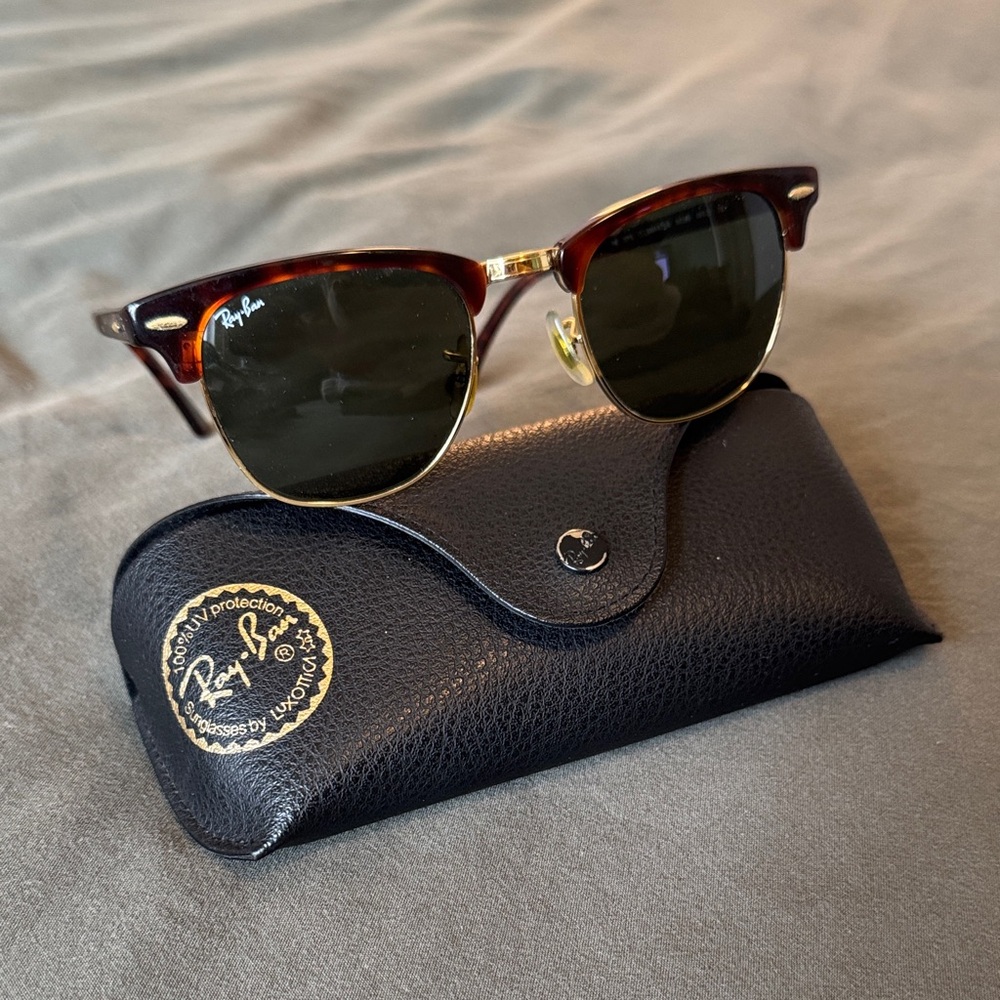 Ray-Ban Tortoise shell Club-masters Sunglasses Case with Gold Logo
